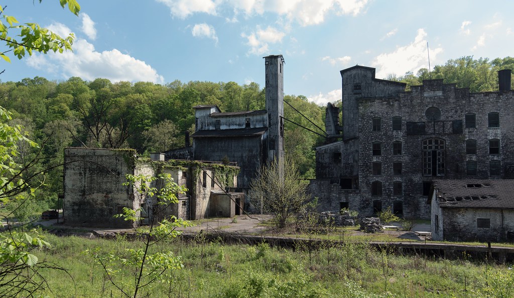 Old Crow Distillery abandoned bourbon warehouse ivy covered