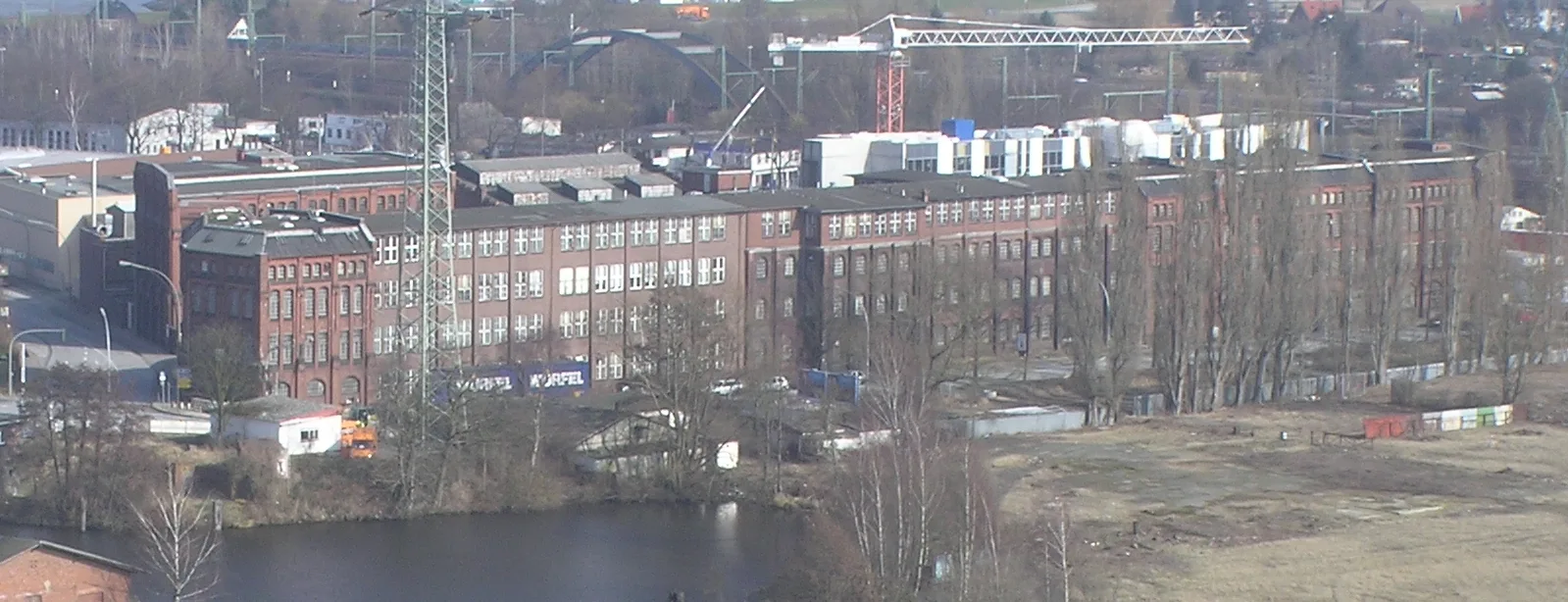 The derelict brick halls of the former NYH rubber factory in the Harburg inner harbour