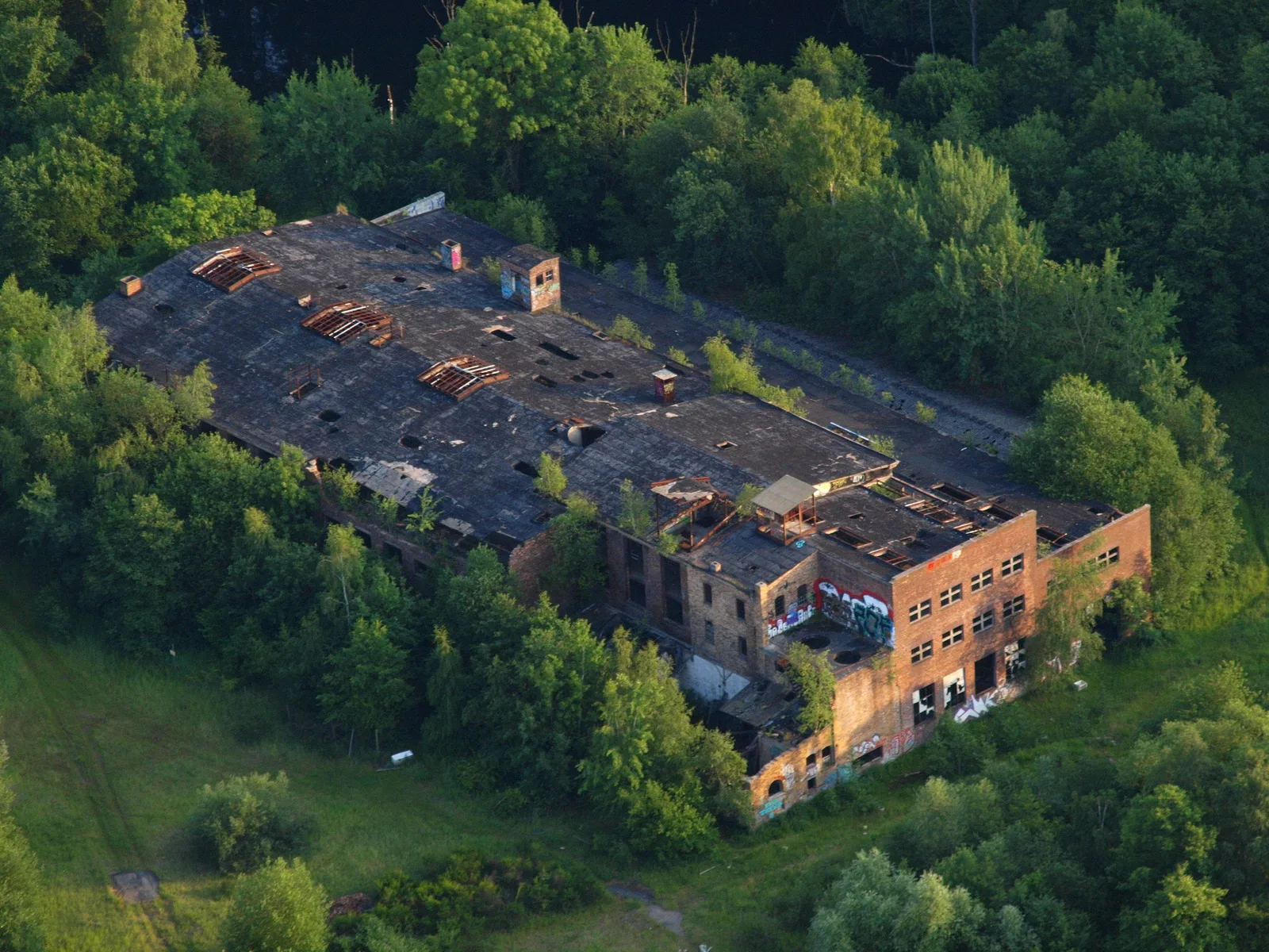 Decaying brick halls of the abandoned Pleistalwerk brickworks in Sankt Augustin near Cologne