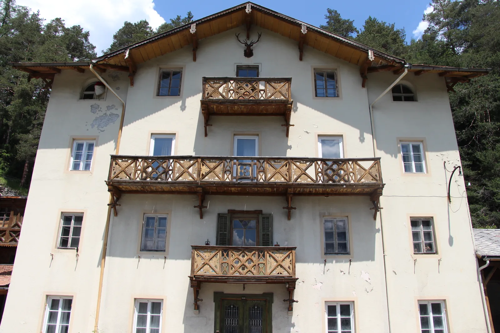 The decayed Grand Hotel Hochfinstermünz near Nauders in Tyrol