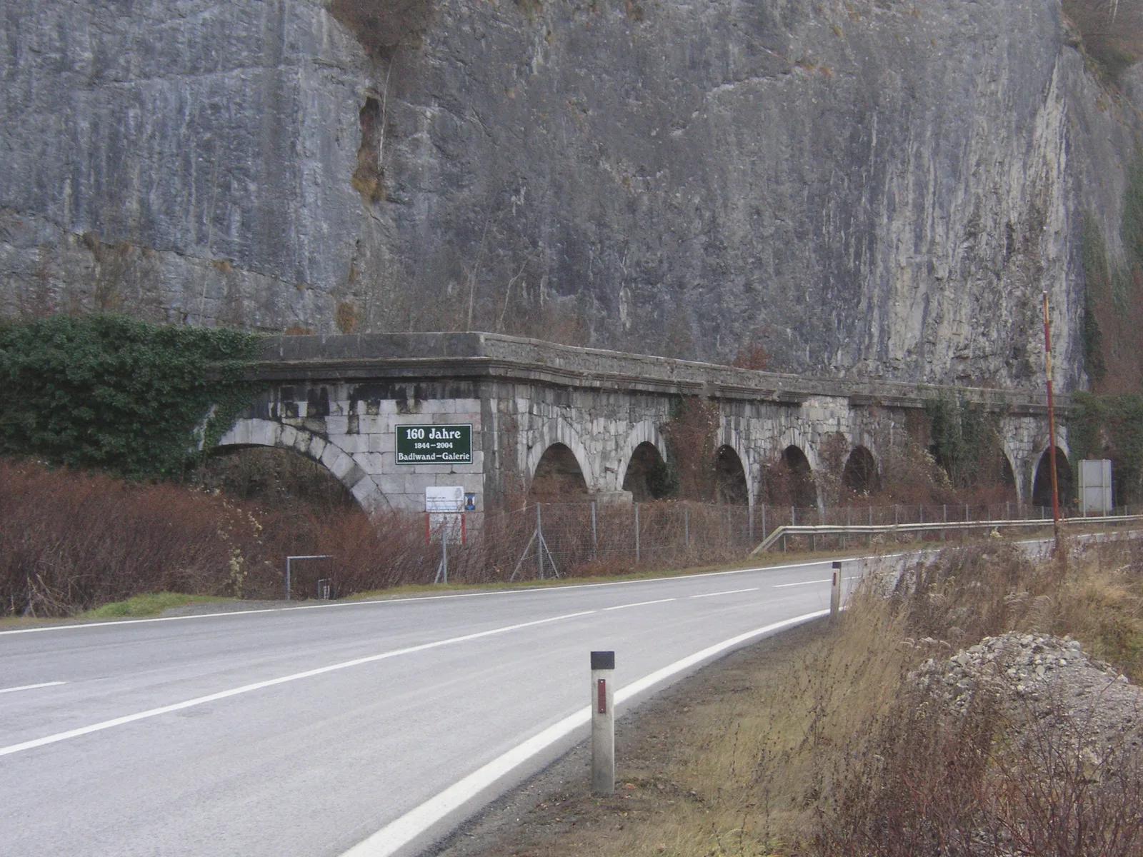 The partly collapsed Badlwand Gallery on the Mur near Peggau, a lost place in Styria