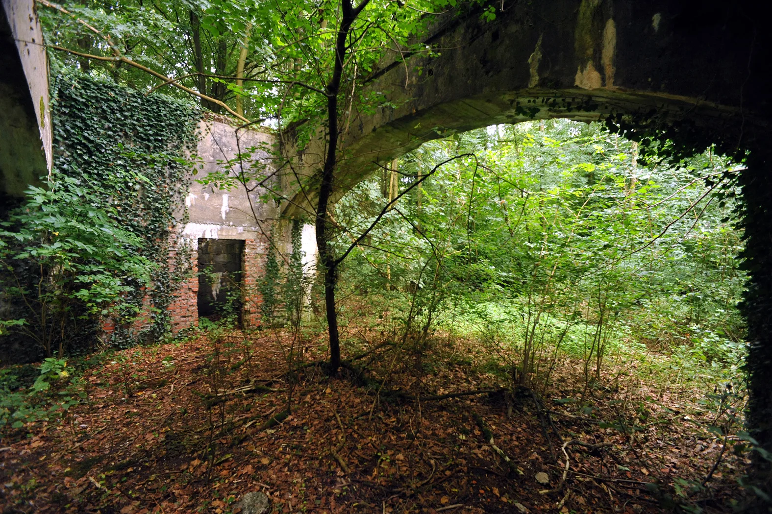 Concrete arches of the amagnetic building at the Bois Carre V1 launch site in Yvrench, Somme
