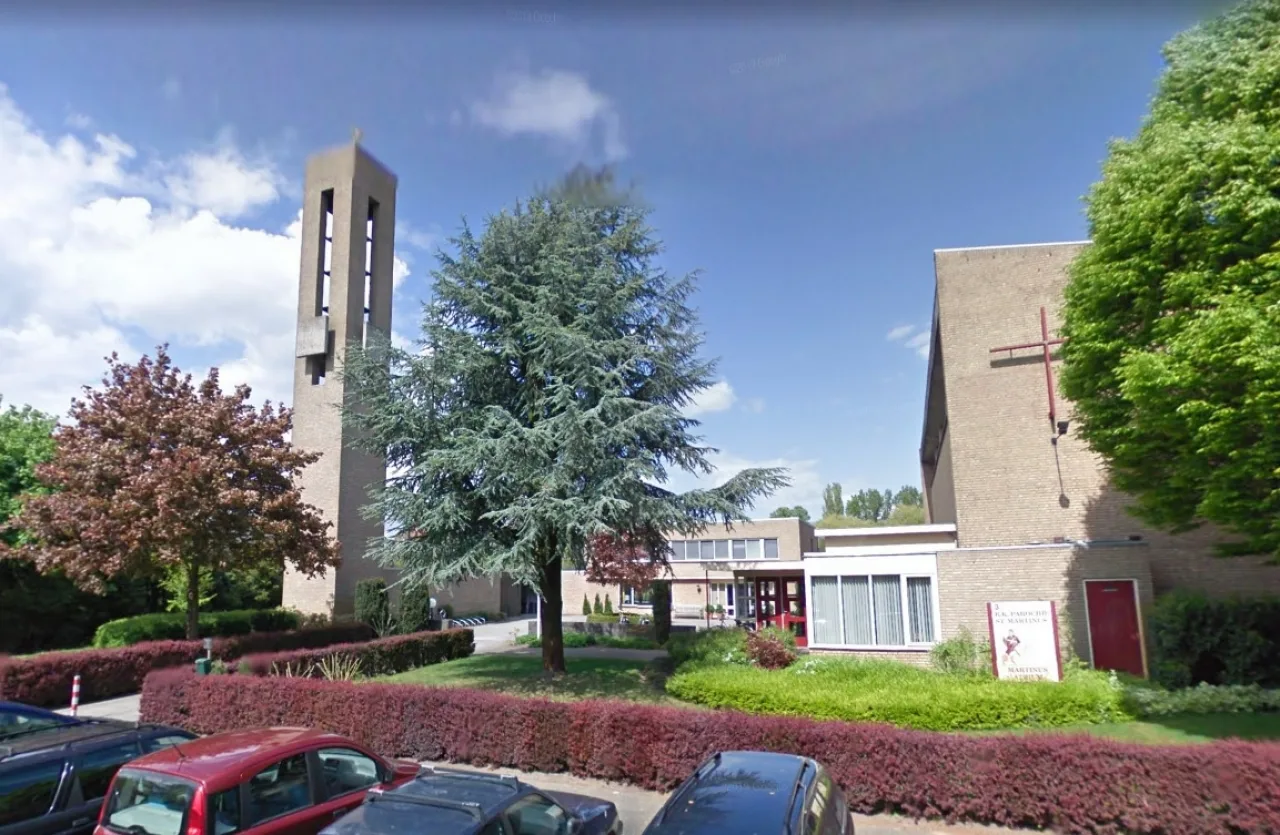 Modern RC Martinus Church from 1965 in Doesburg with a concrete bell tower, out of use since 2024