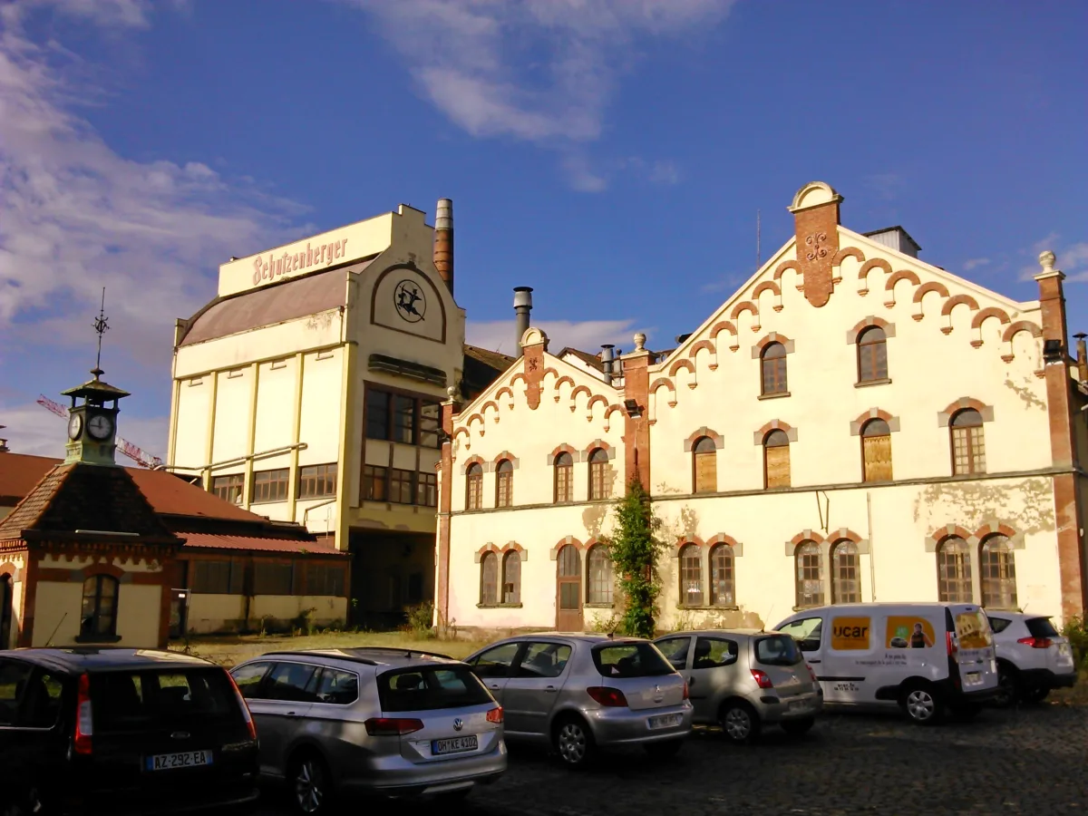 Facade of the abandoned former Schutzenberger brewery in Schiltigheim, near Strasbourg