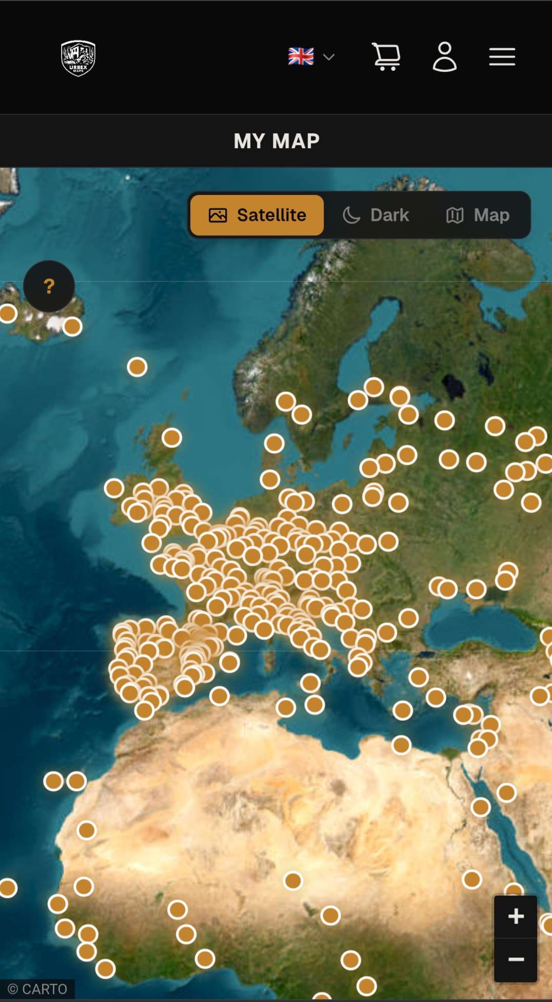Preview of the Urbex Maps interactive map