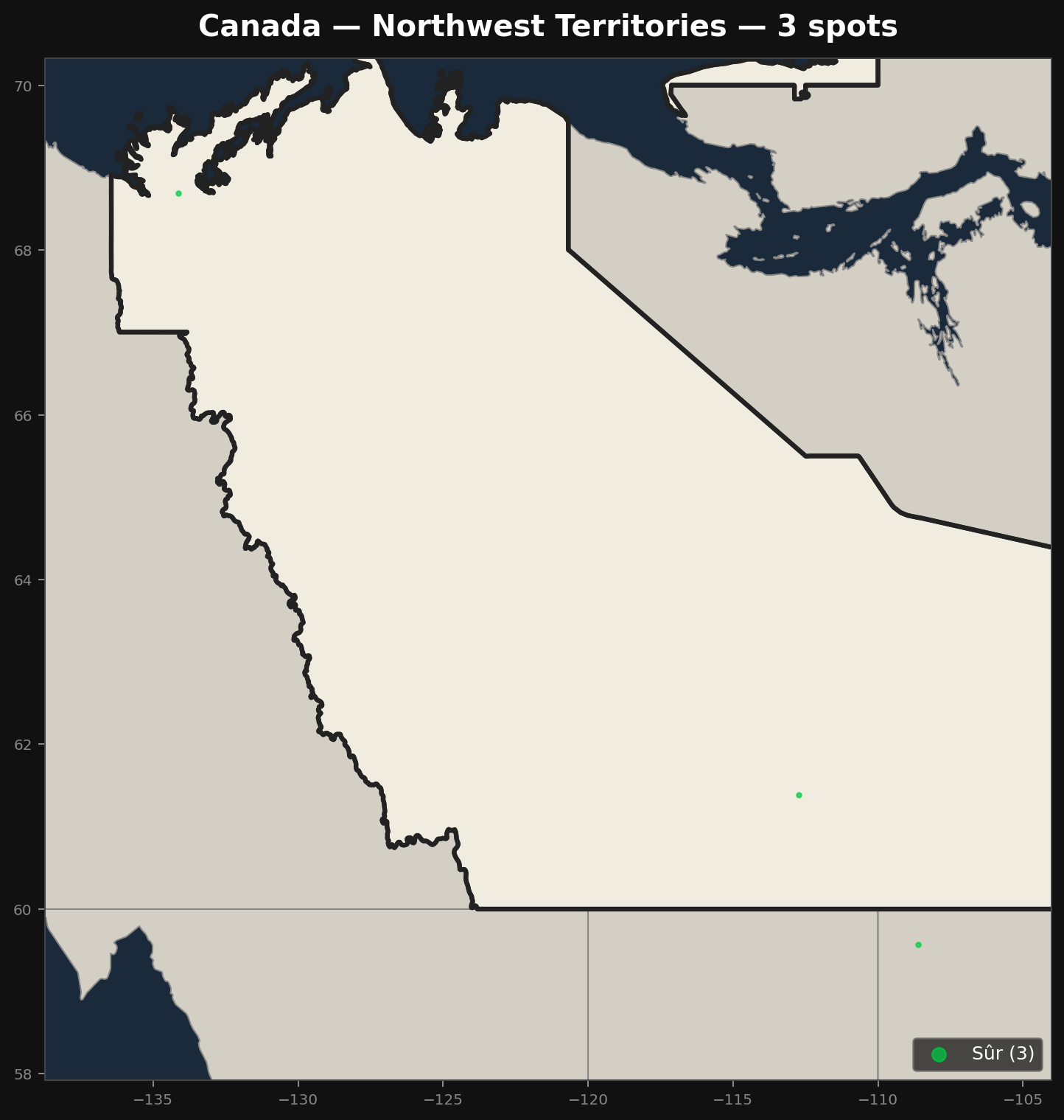 Mappa Urbex Northwest Territories