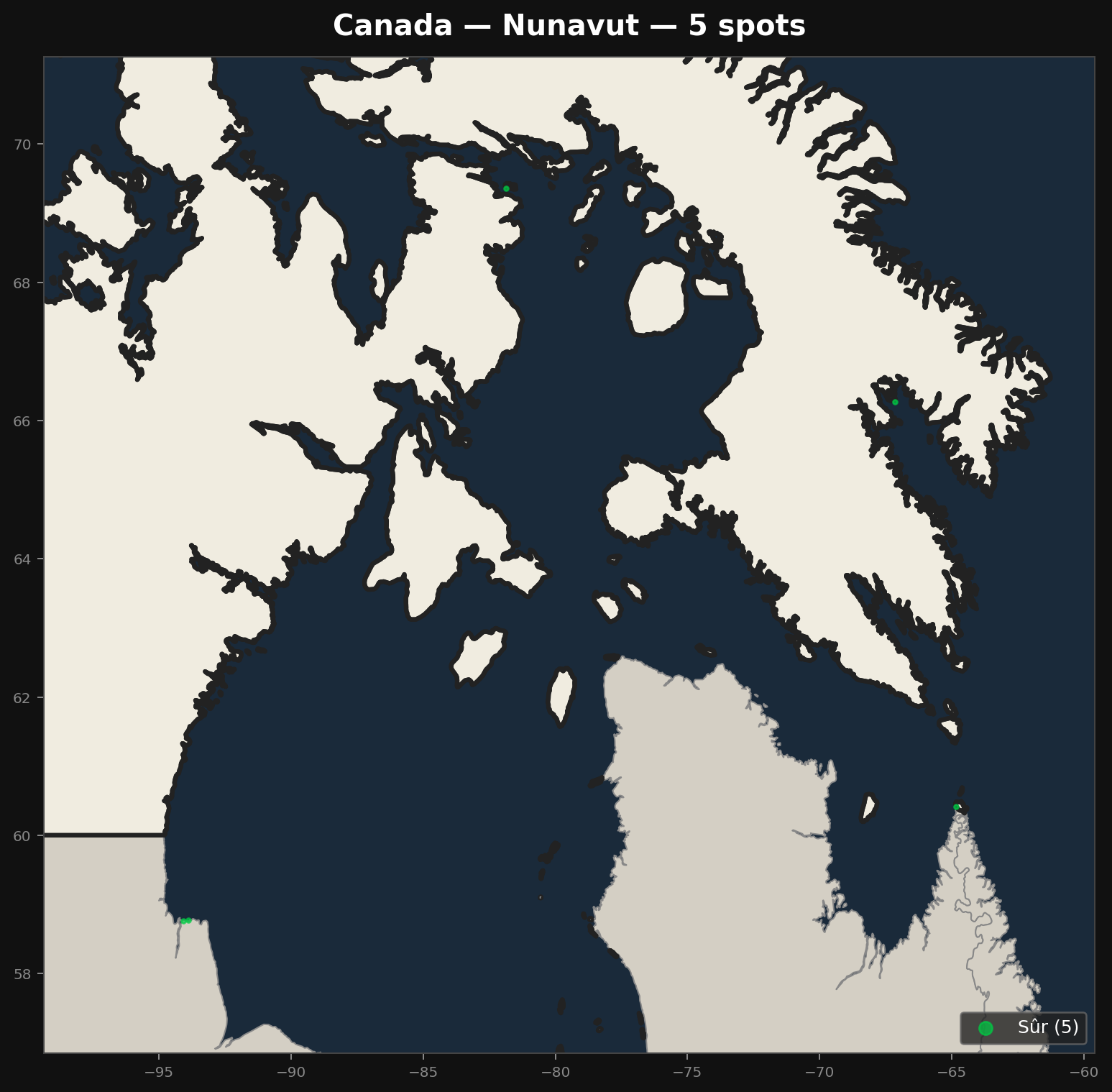 Mappa Urbex Nunavut