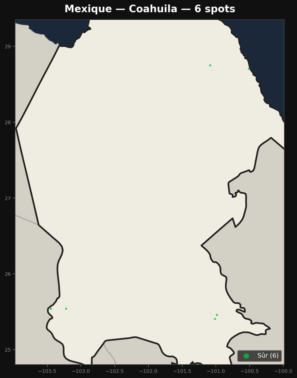 Mappa Urbex Coahuila