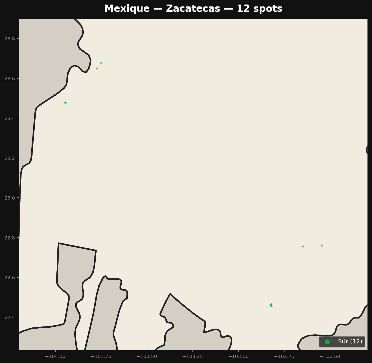 Mappa Urbex Zacatecas