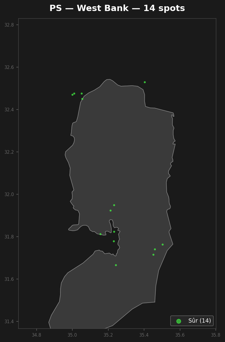 Mappa Urbex West Bank